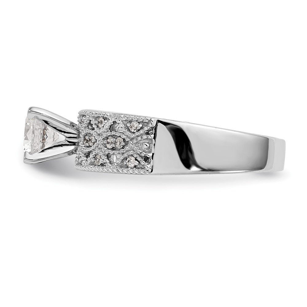 14K White Gold Peg Set 1/10 Carat Diamond Semi Mount Engagement Ring