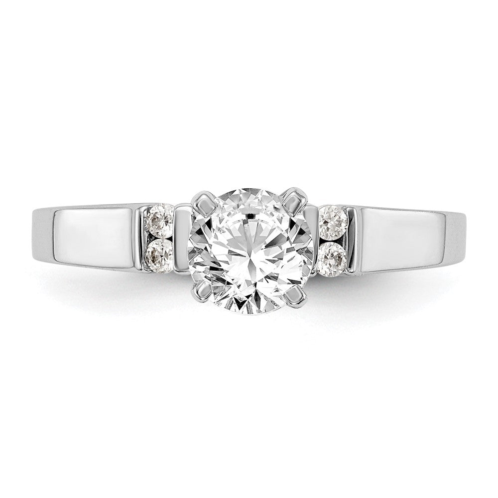 14K White Gold Diamond Peg Set Engagement Ring