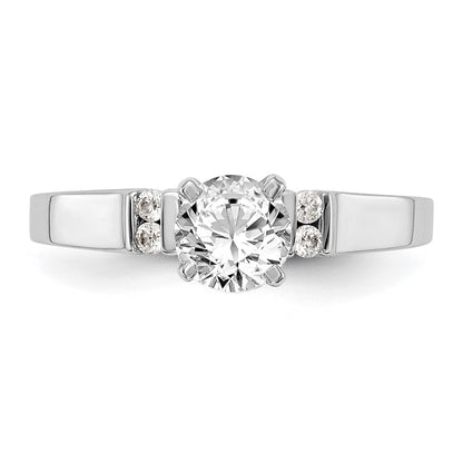 14K White Gold Diamond Peg Set Engagement Ring