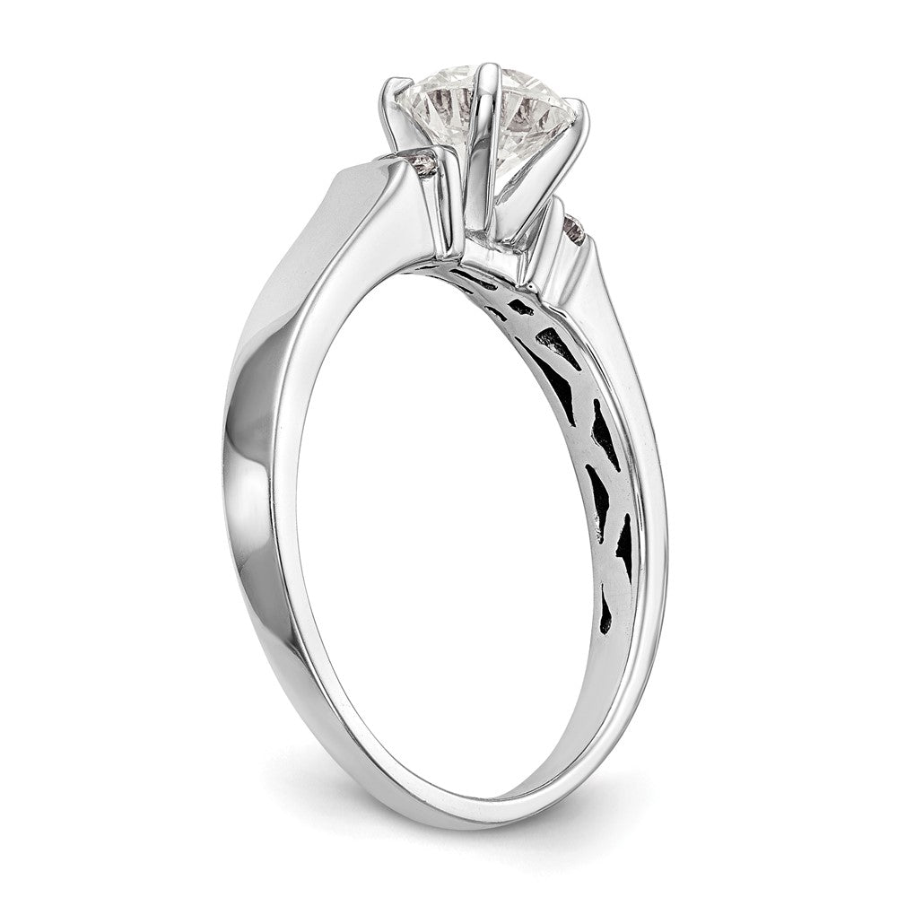 14K White Gold Diamond Peg Set Engagement Ring