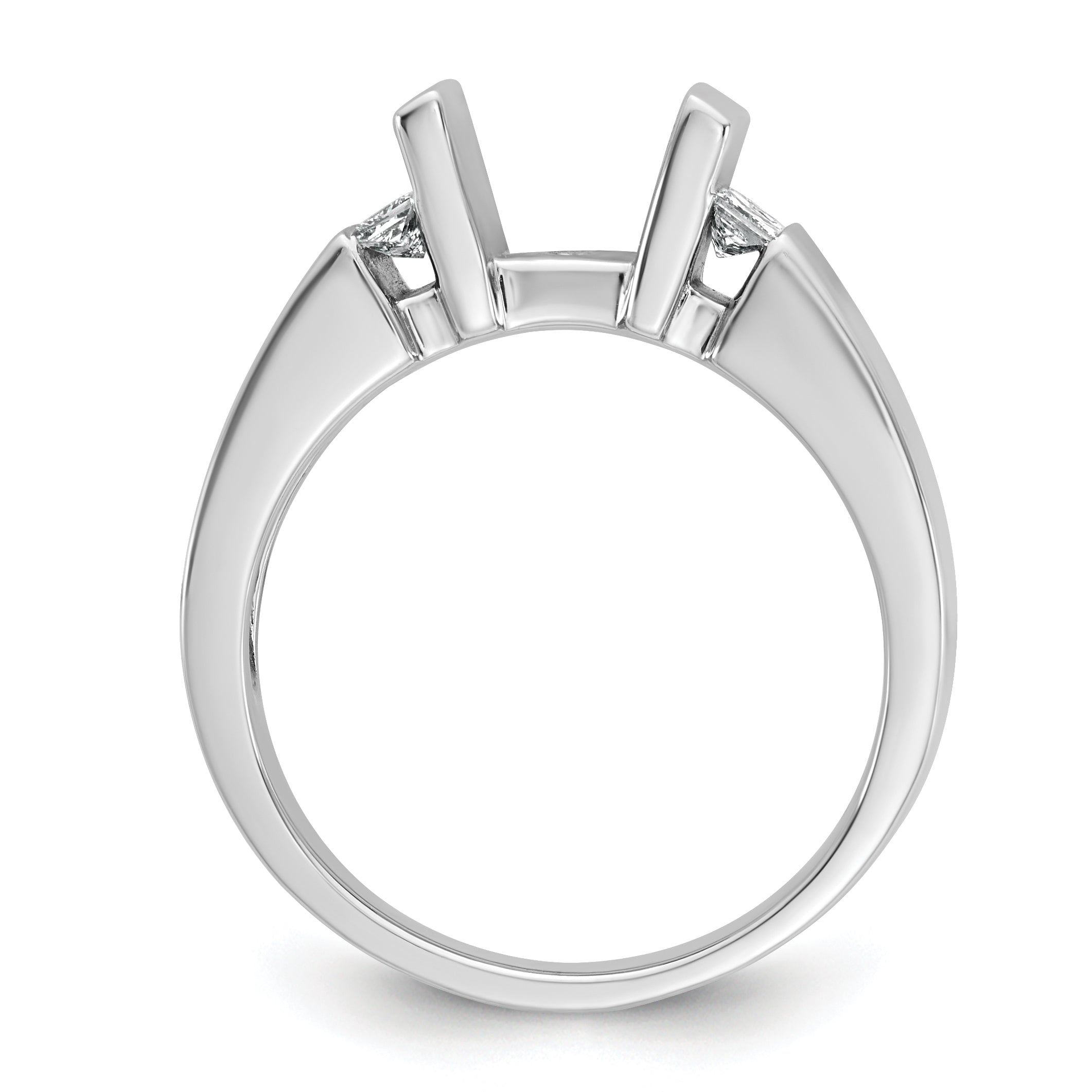 14K White Gold Peg Set 1/4 Carat Channel Diamond Semi Mount Engagement Ring