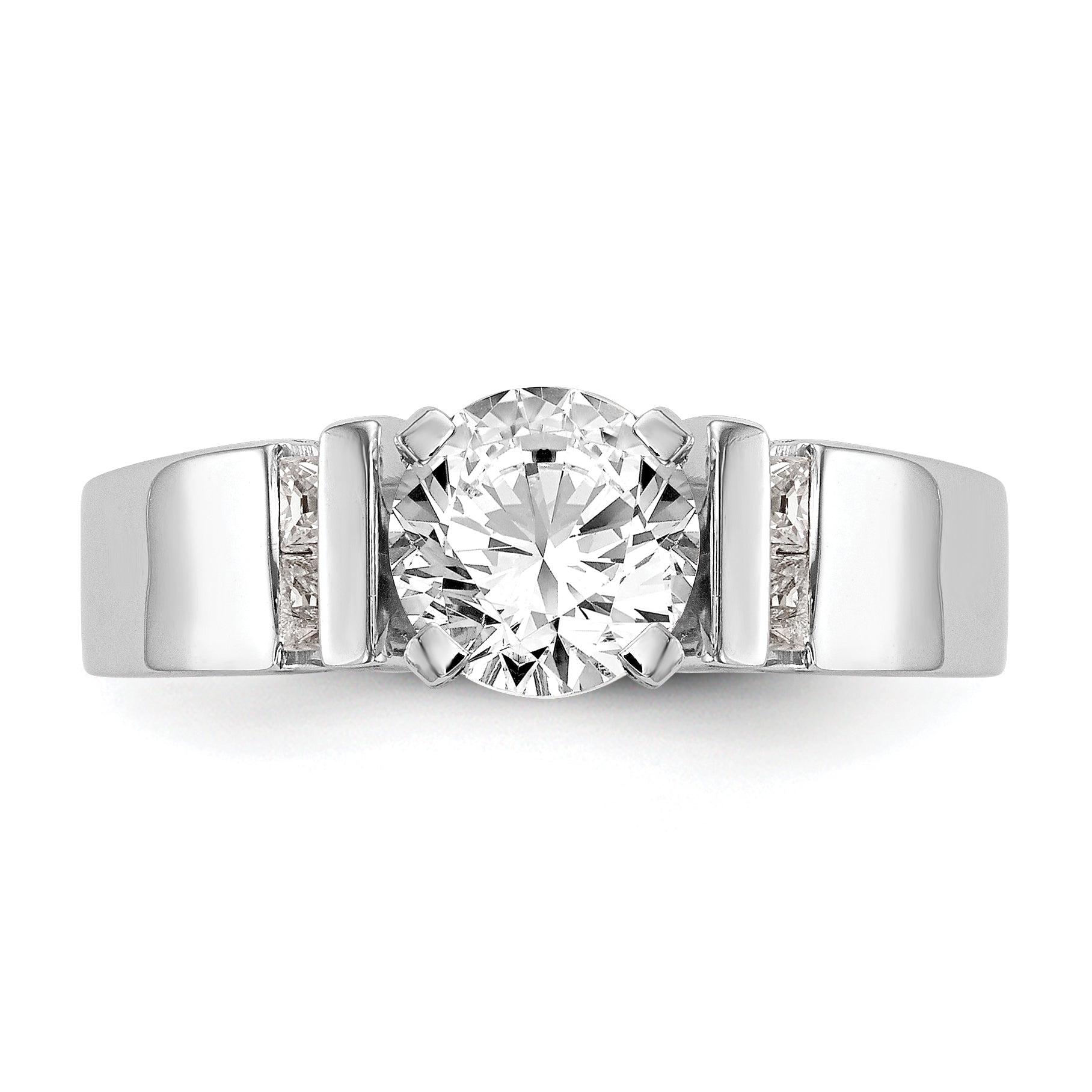 14K White Gold Peg Set 1/4 Carat Channel Diamond Semi Mount Engagement Ring