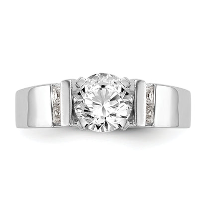 14K White Gold Peg Set 1/4 Carat Channel Diamond Semi Mount Engagement Ring