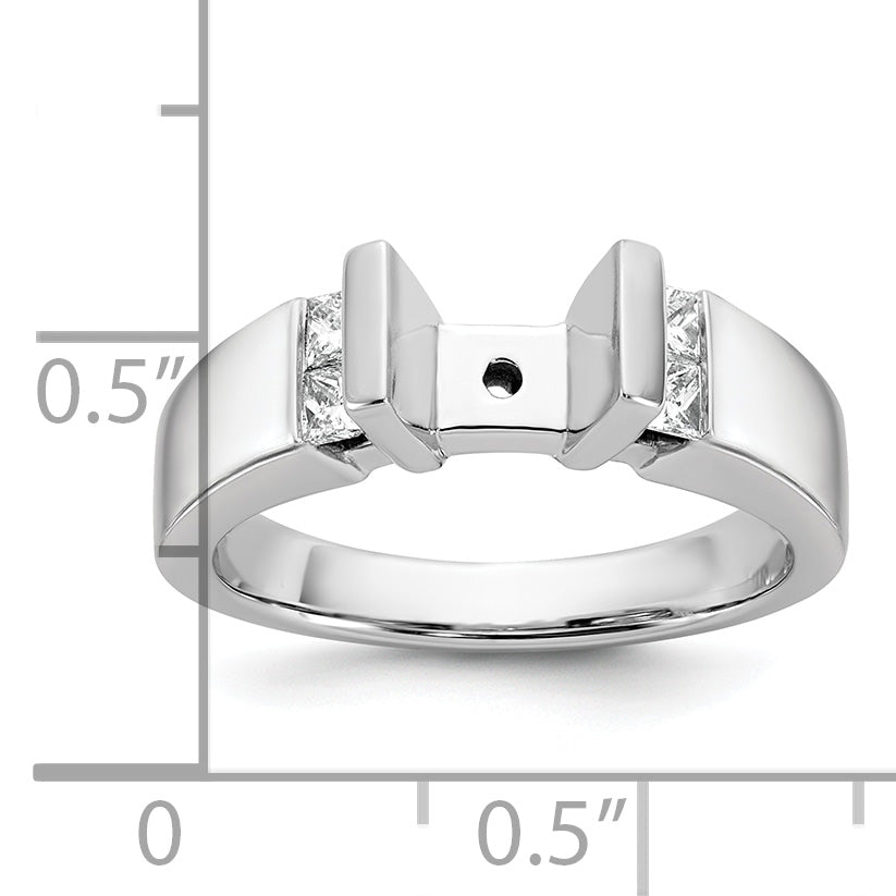 14K White Gold Peg Set 1/4 Carat Channel Diamond Semi Mount Engagement Ring