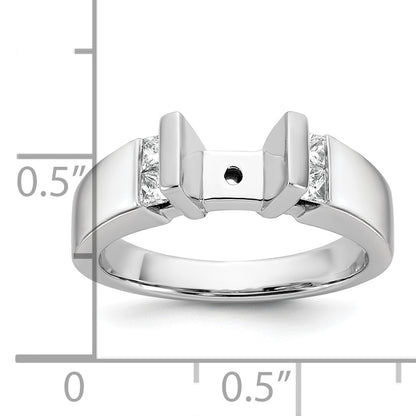 14K White Gold Peg Set 1/4 Carat Channel Diamond Semi Mount Engagement Ring