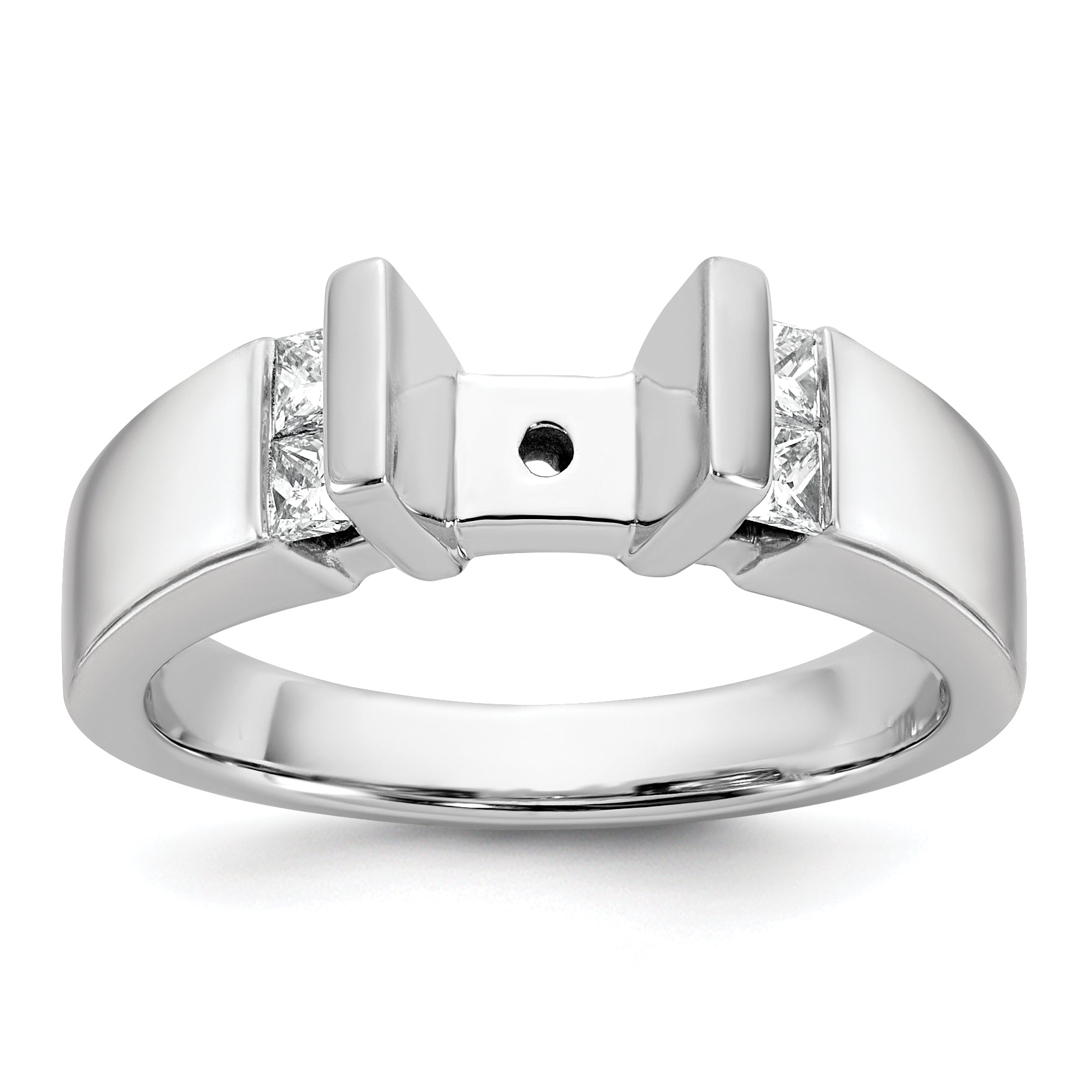 14K White Gold Peg Set 1/4 Carat Channel Diamond Semi Mount Engagement Ring