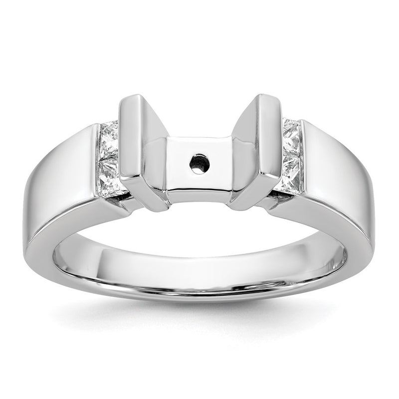 14K White Gold Peg Set 1/4 Carat Channel Diamond Semi Mount Engagement Ring