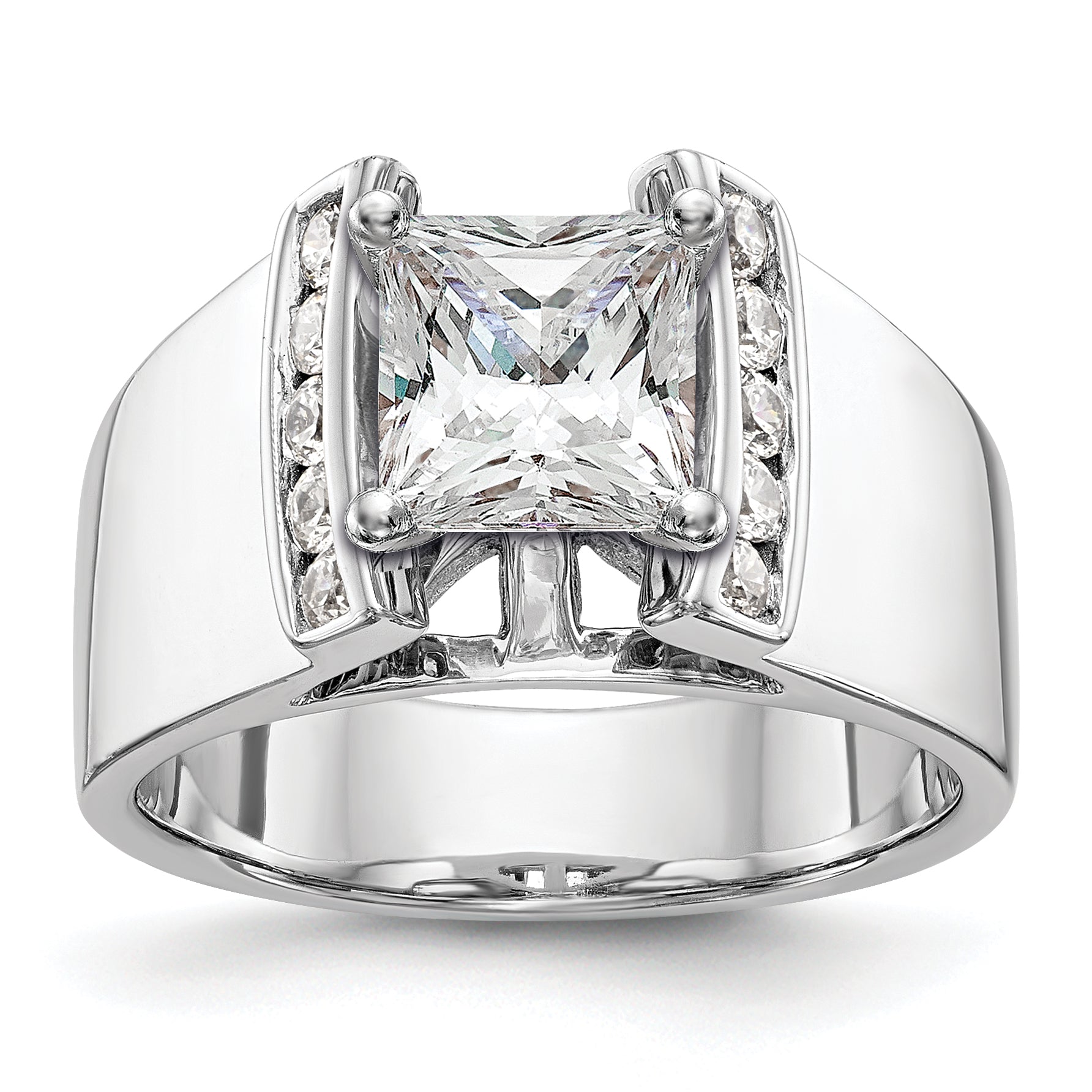 14K White Gold Peg Set 1/4 Carat Channel Diamond Semi Mount Engagement Ring