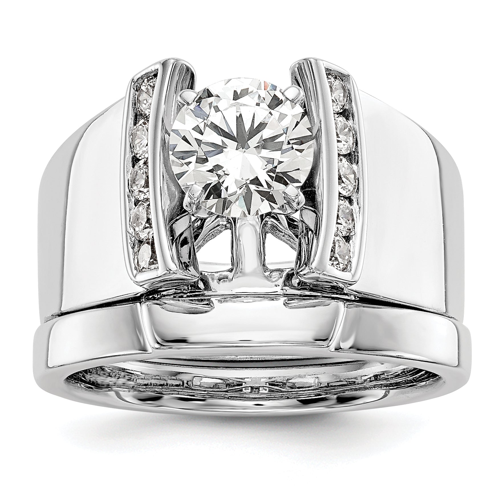 14K White Gold Peg Set 1/4 Carat Channel Diamond Semi Mount Engagement Ring