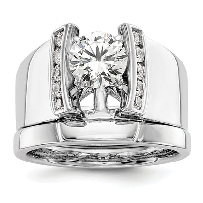 14K White Gold Peg Set 1/4 Carat Channel Diamond Semi Mount Engagement Ring