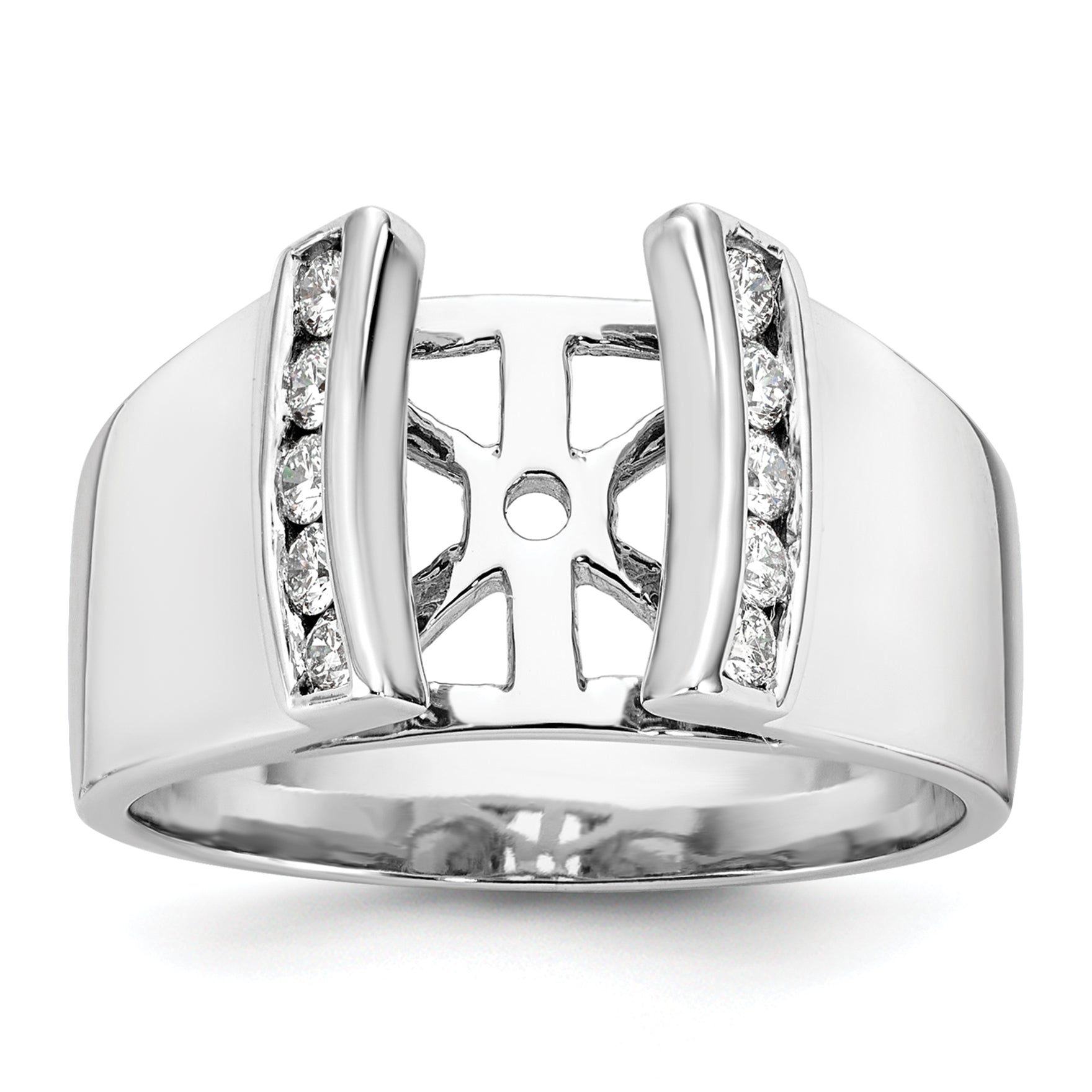 14K White Gold Peg Set 1/4 Carat Channel Diamond Semi Mount Engagement Ring