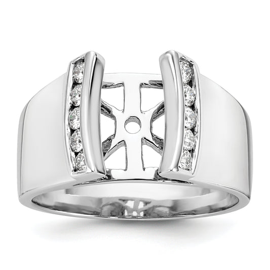 14K White Gold Peg Set 1/4 Carat Channel Diamond Semi Mount Engagement Ring