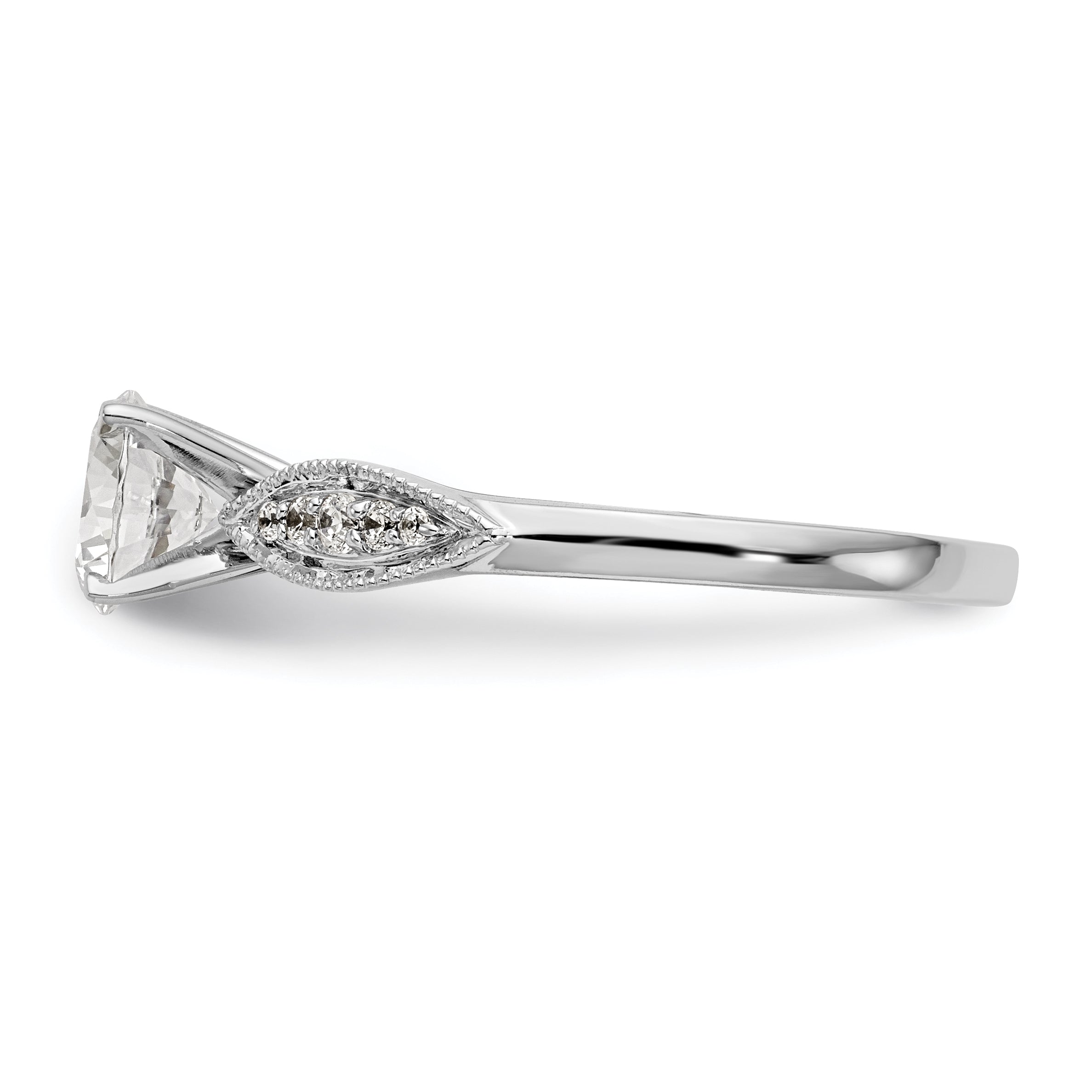 14K White Gold Peg Set 1/8 Carat Diamond Semi Mount Engagement Ring