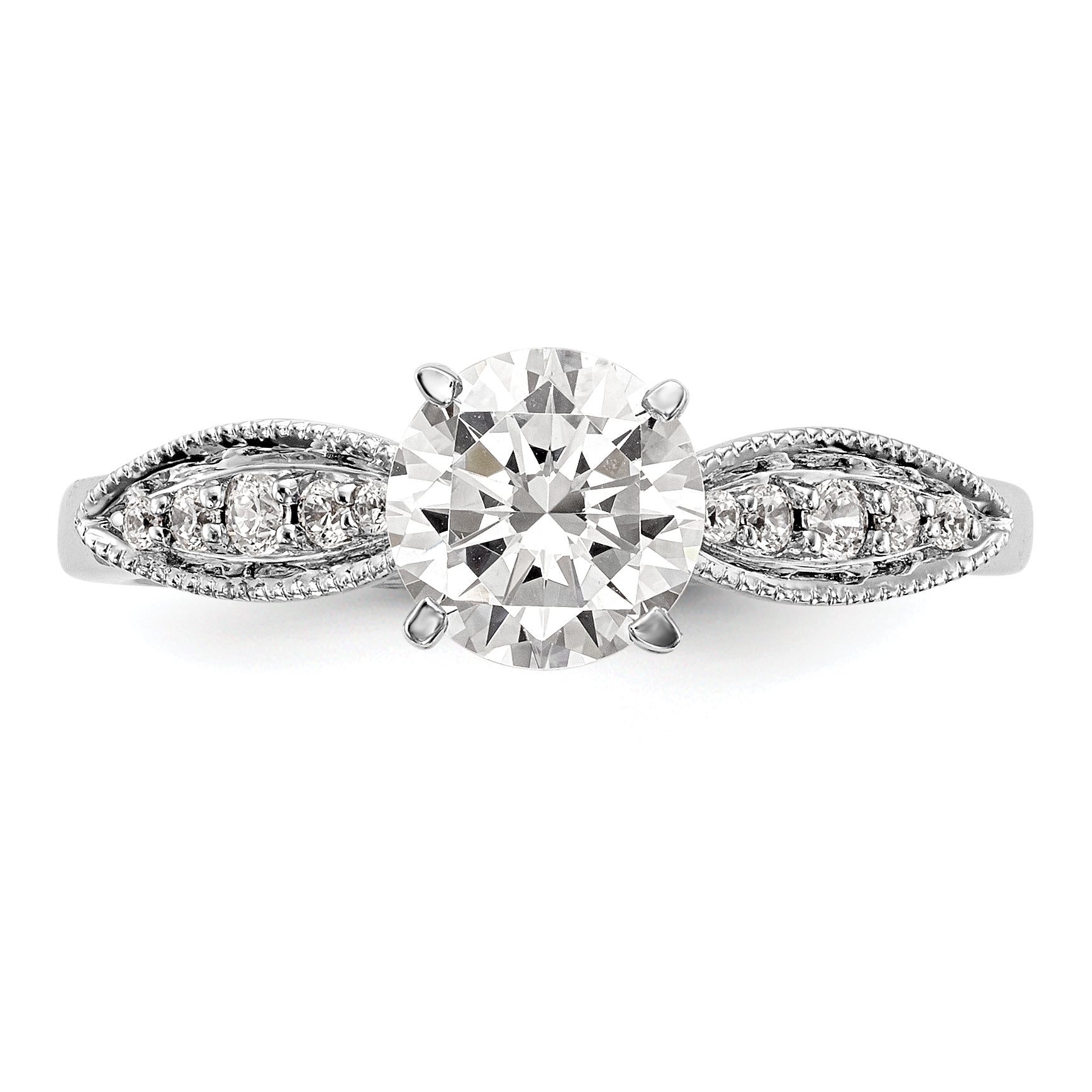 14K White Gold Peg Set 1/8 Carat Diamond Semi Mount Engagement Ring