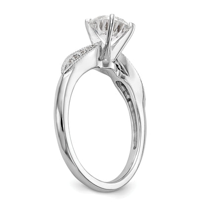 14K White Gold Peg Set 1/8 Carat Diamond Semi Mount Engagement Ring