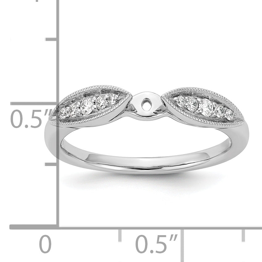 14K White Gold Peg Set 1/8 Carat Diamond Semi Mount Engagement Ring