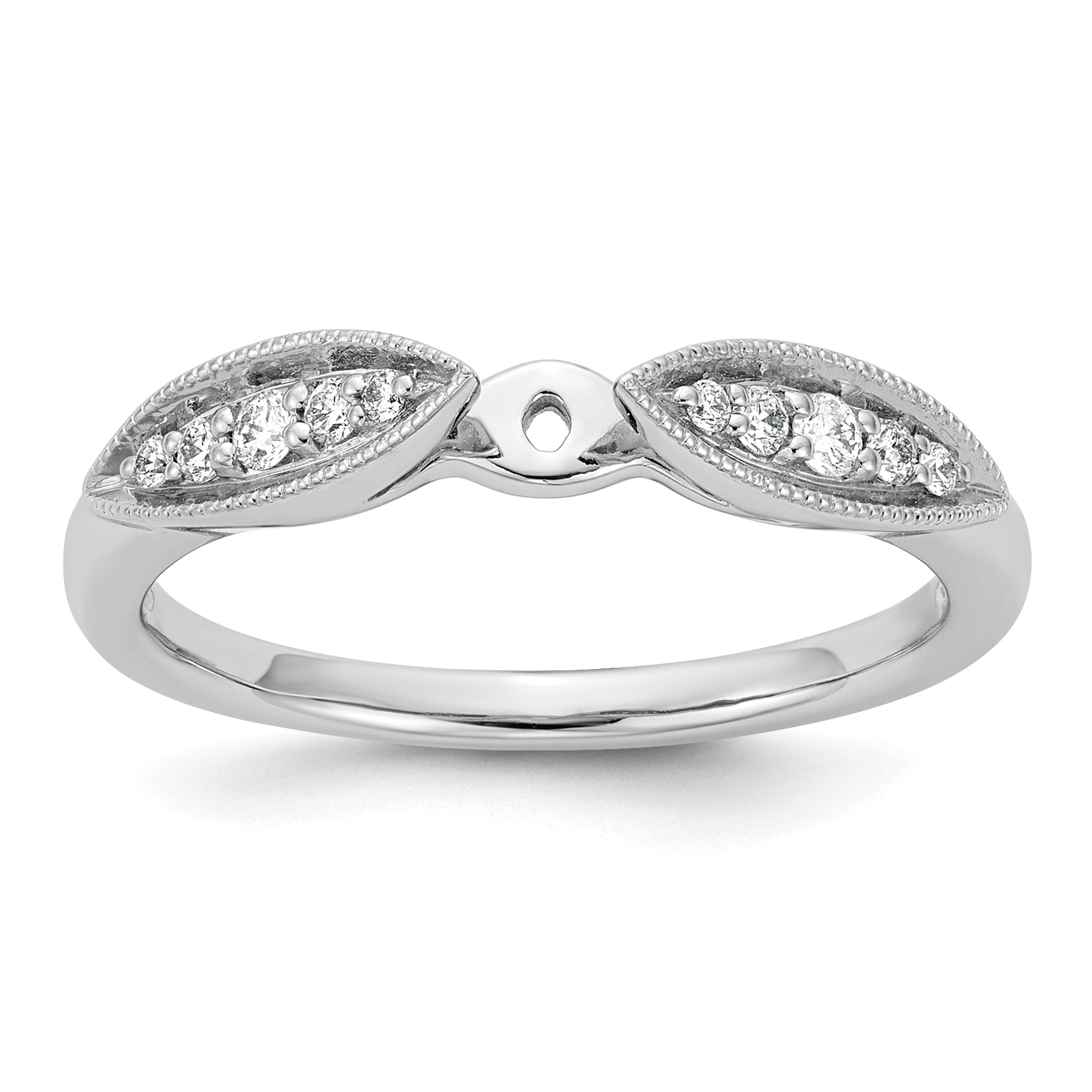 14K White Gold Peg Set 1/8 Carat Diamond Semi Mount Engagement Ring