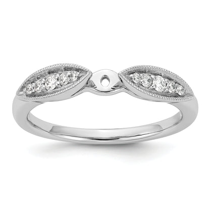 14K White Gold Peg Set 1/8 Carat Diamond Semi Mount Engagement Ring