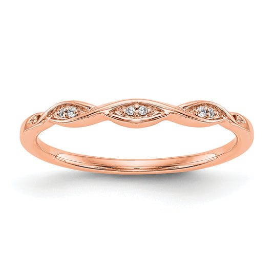 14K Rose Gold .02 Carat Diamond Complete Wedding Band