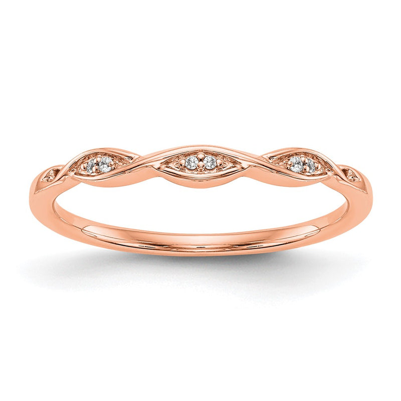 14K Rose Gold .02 Carat Diamond Complete Wedding Band