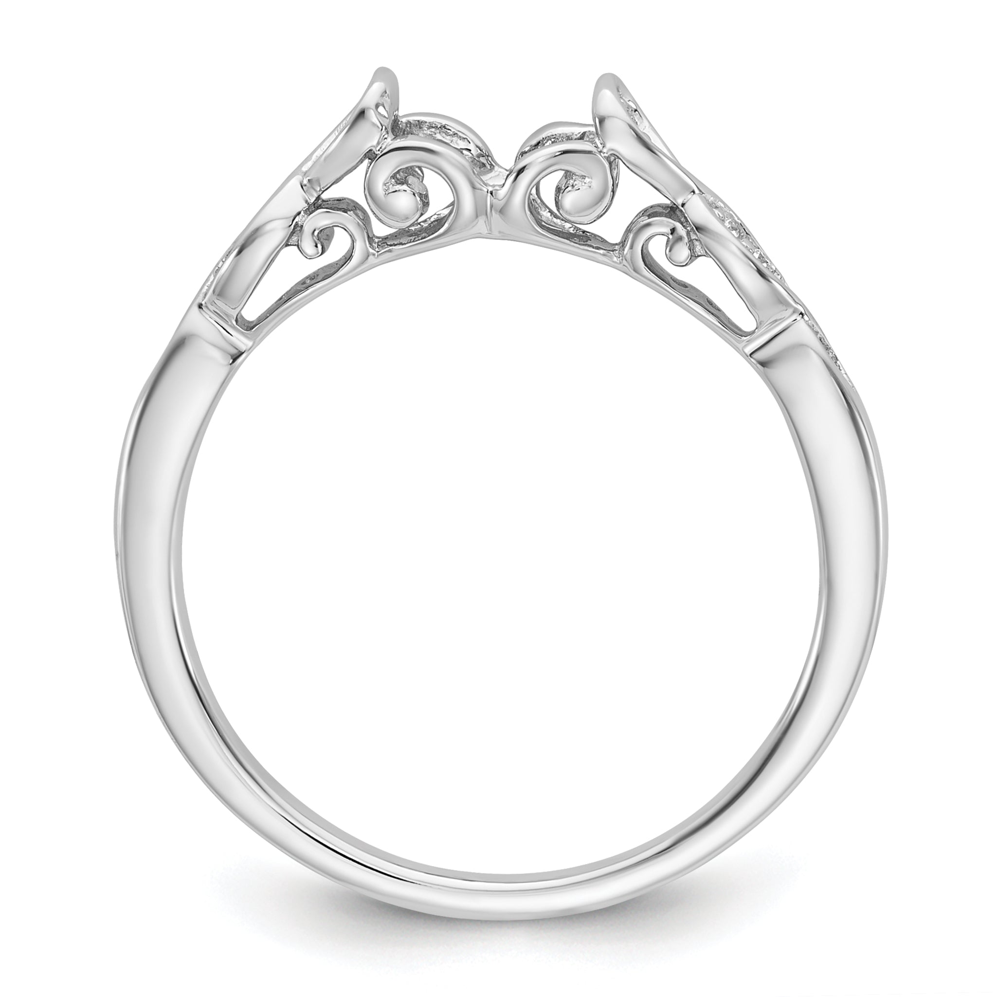 14K White Gold Peg Set Simulated Diamond Engagement Ring