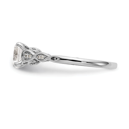 14K White Gold Peg Set Simulated Diamond Engagement Ring