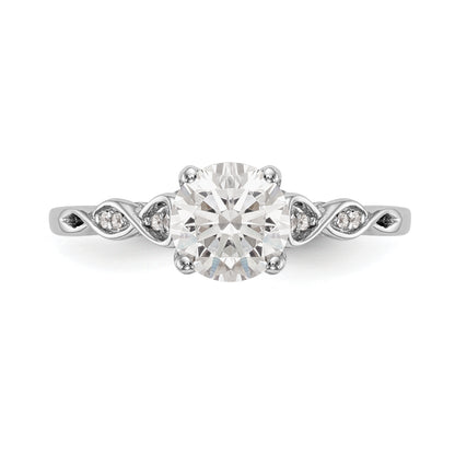 14K White Gold Peg Set Simulated Diamond Engagement Ring