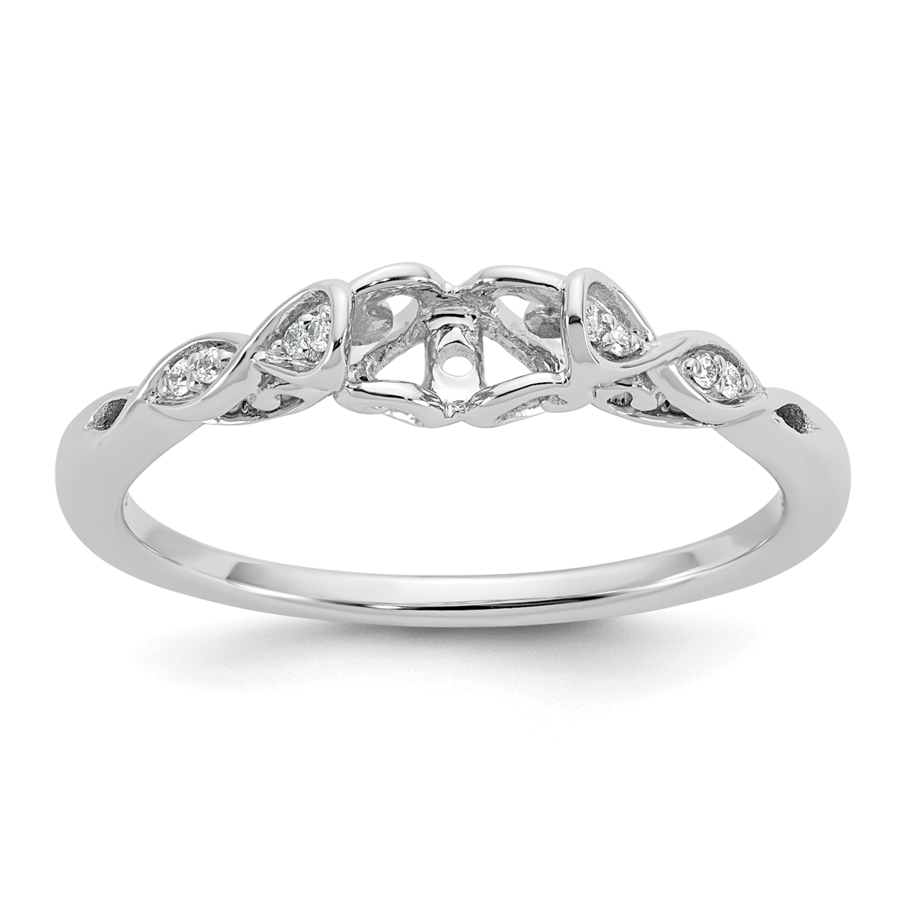 14K White Gold Peg Set Simulated Diamond Engagement Ring