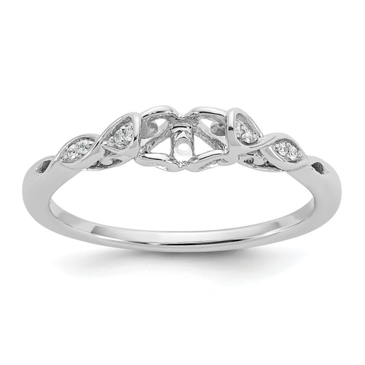 14K White Gold Peg Set Simulated Diamond Engagement Ring