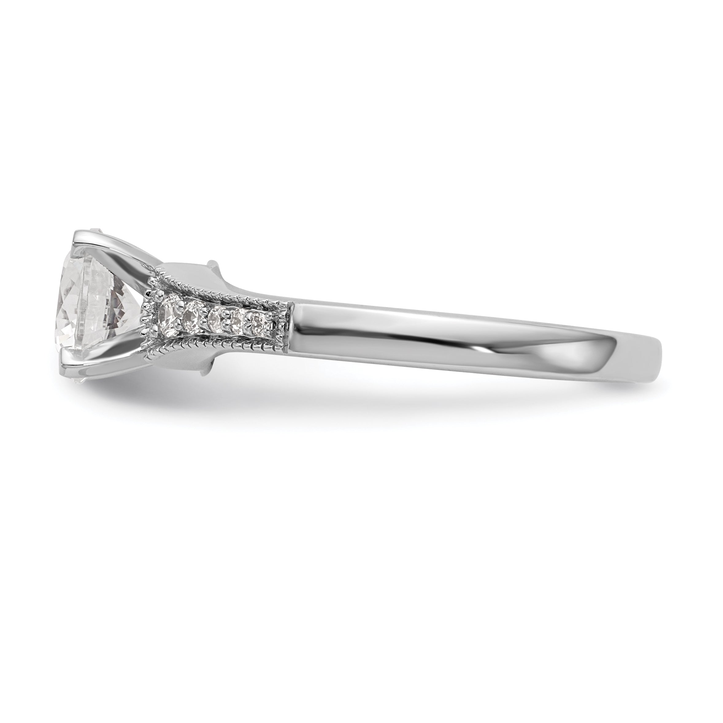 14K White Gold Peg Set 1/10 Carat Diamond Semi Mount Engagement Ring