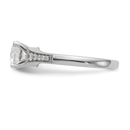14K White Gold Peg Set 1/10 Carat Diamond Semi Mount Engagement Ring