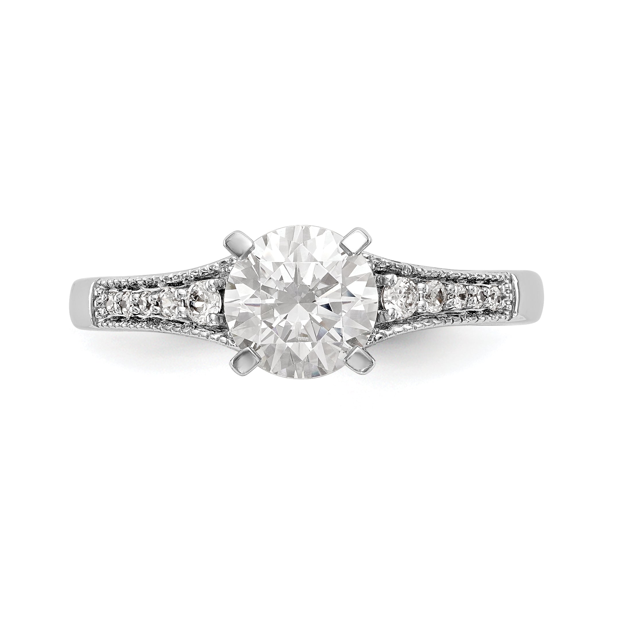 14K White Gold Peg Set 1/10 Carat Diamond Semi Mount Engagement Ring