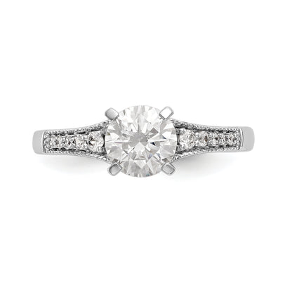 14K White Gold Peg Set 1/10 Carat Diamond Semi Mount Engagement Ring