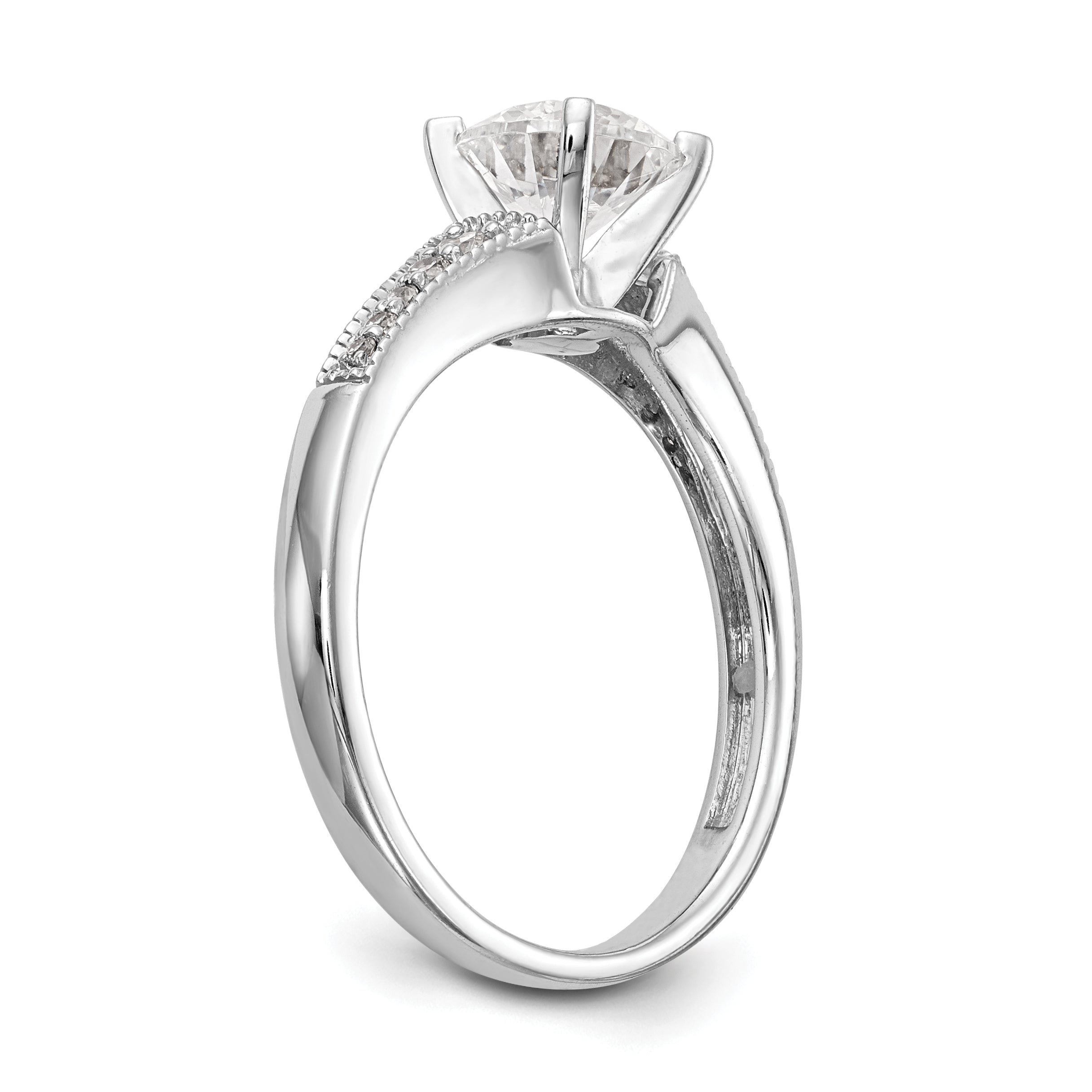 14K White Gold Peg Set 1/10 Carat Diamond Semi Mount Engagement Ring