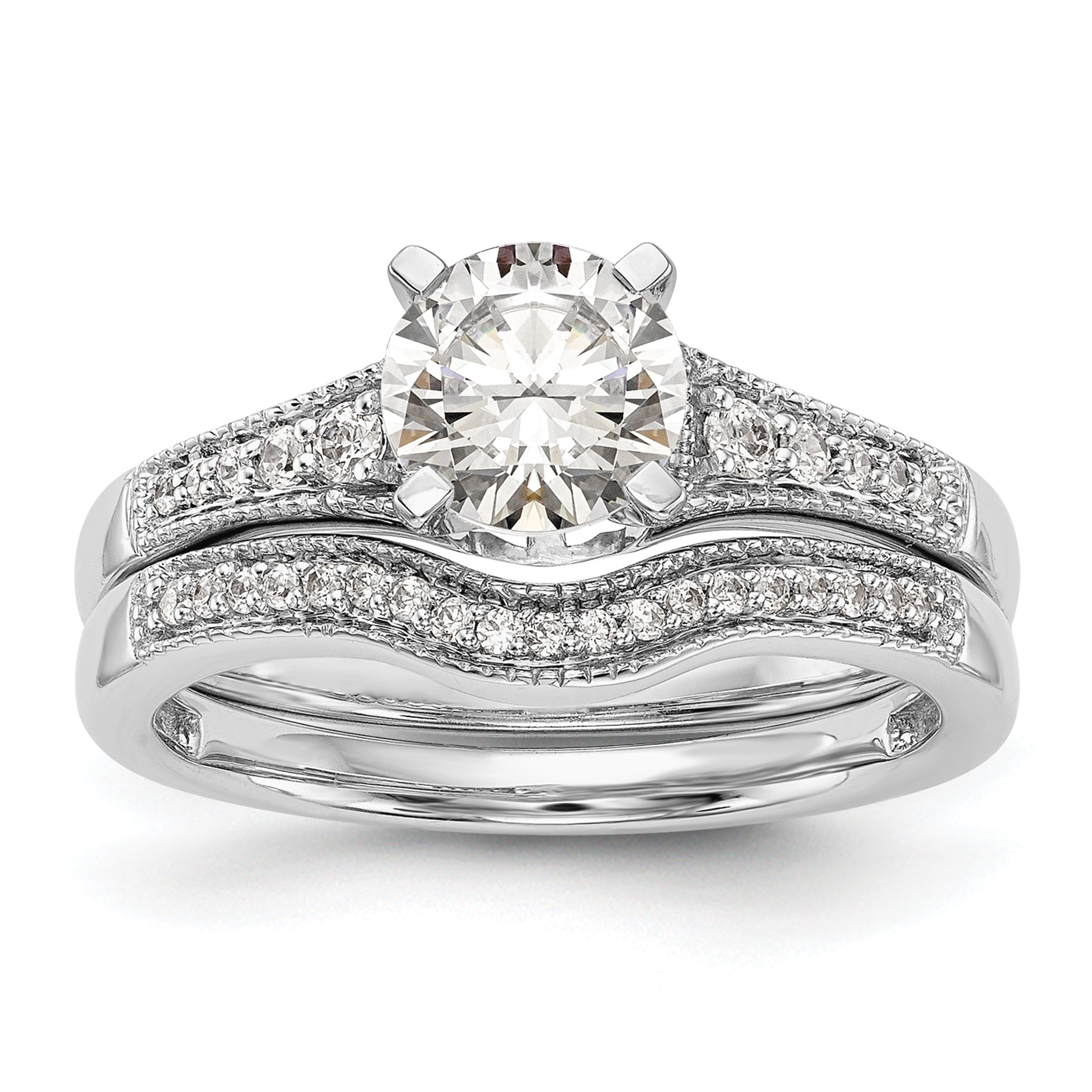 14K White Gold Peg Set 1/10 Carat Diamond Semi Mount Engagement Ring