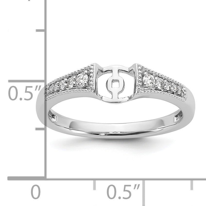 14K White Gold Peg Set 1/10 Carat Diamond Semi Mount Engagement Ring