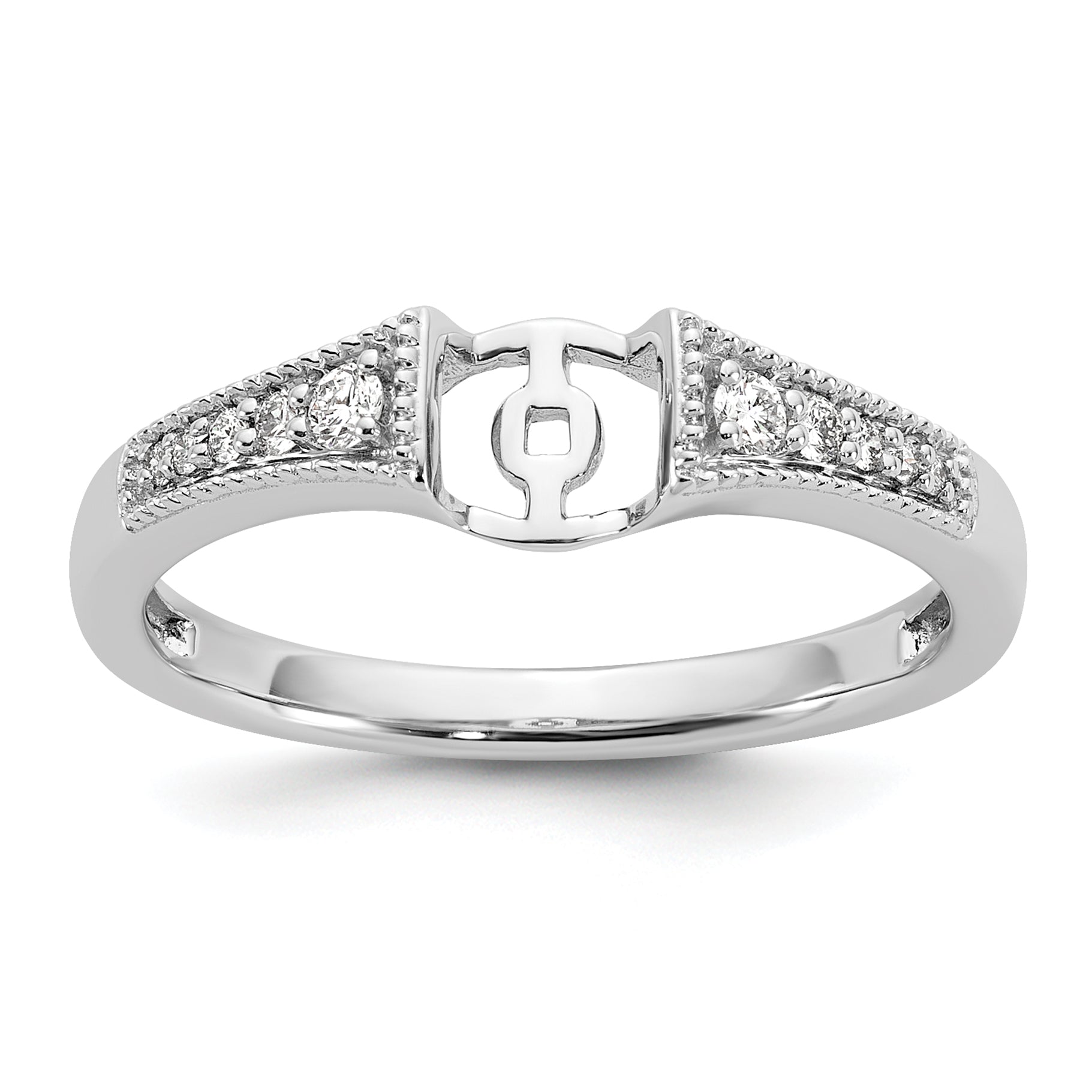 14K White Gold Peg Set 1/10 Carat Diamond Semi Mount Engagement Ring