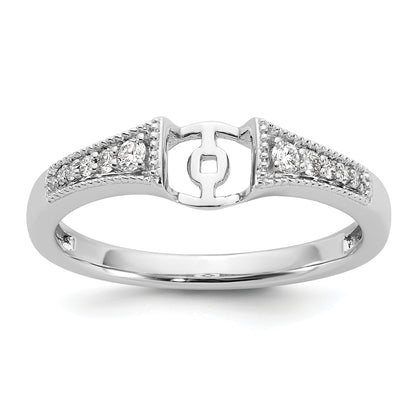 14K White Gold Peg Set 1/10 Carat Diamond Semi Mount Engagement Ring