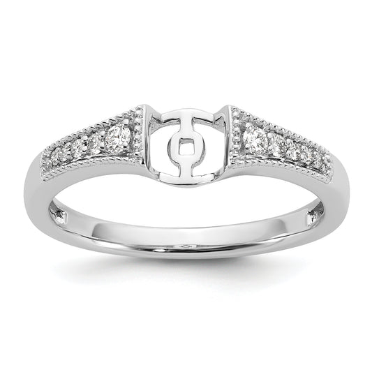 14K White Gold Peg Set 1/10 Carat Diamond Semi Mount Engagement Ring