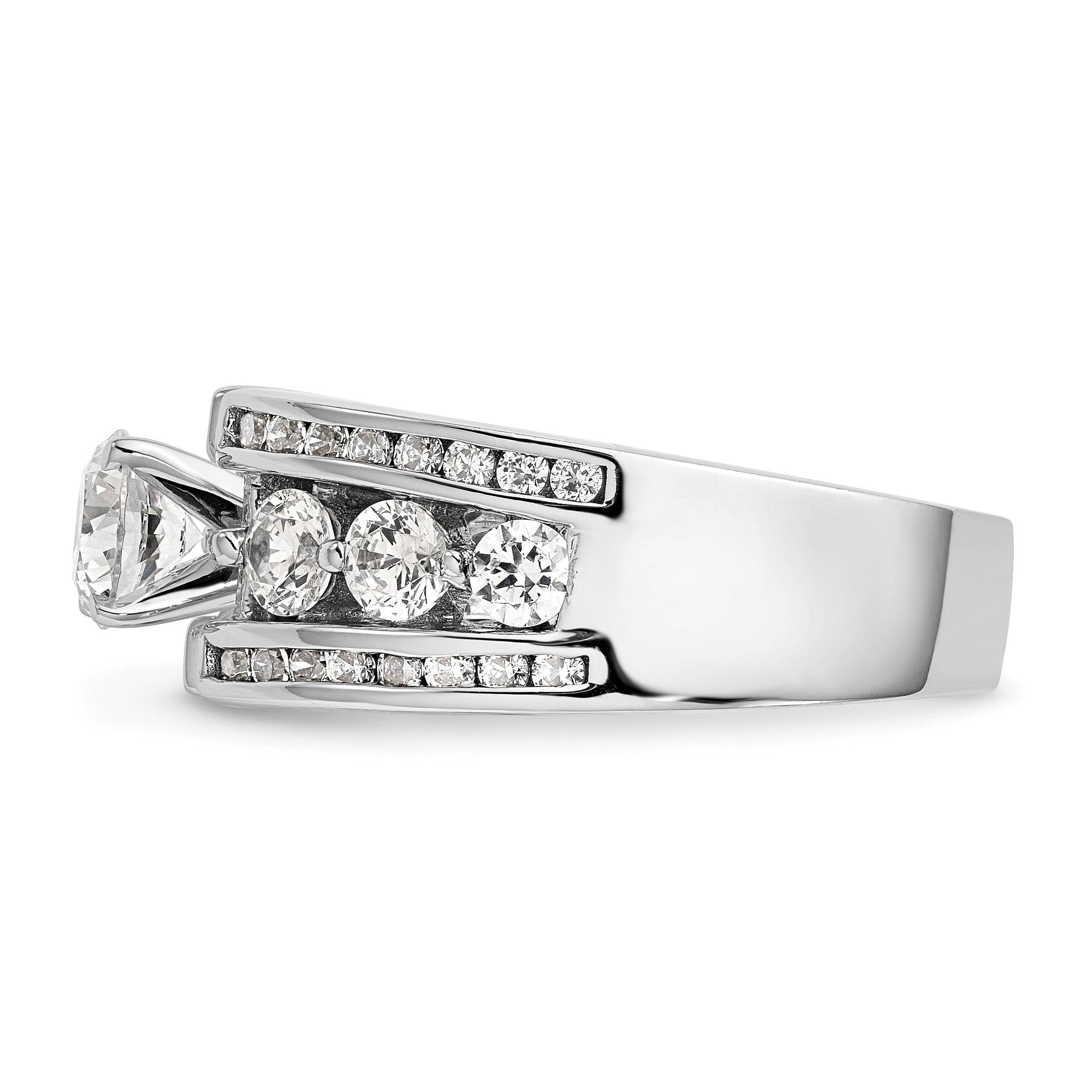 14K White Gold Peg Set 1.3 Carat Channel Diamond Semi Mount Engagement Ring