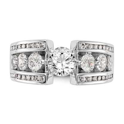 14K White Gold Peg Set 1.3 Carat Channel Diamond Semi Mount Engagement Ring