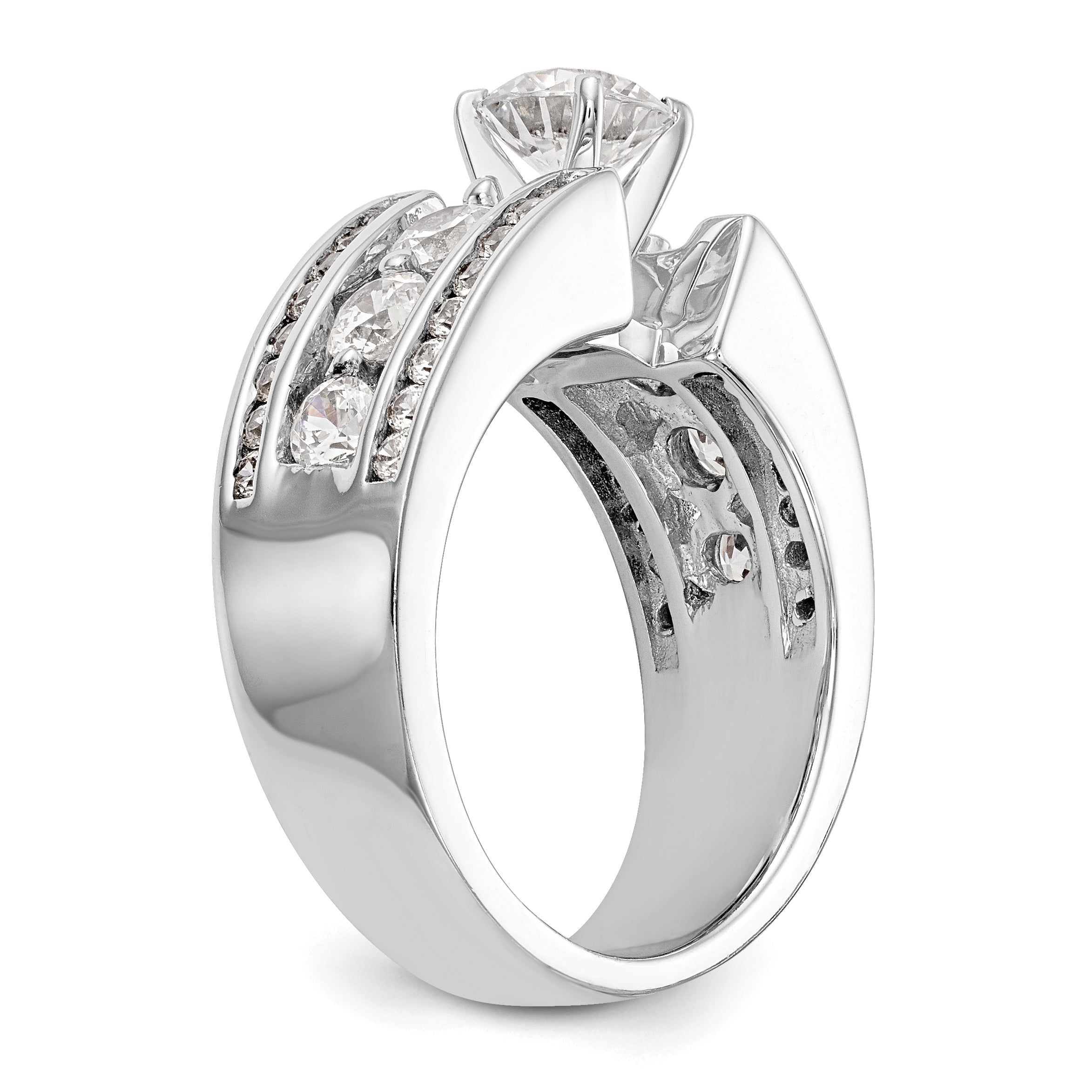 14K White Gold Peg Set 1.3 Carat Channel Diamond Semi Mount Engagement Ring