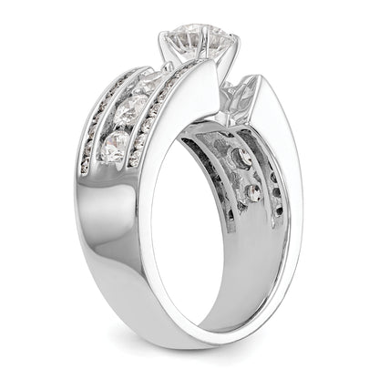 14K White Gold Peg Set 1.3 Carat Channel Diamond Semi Mount Engagement Ring