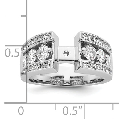 14K White Gold Peg Set 1.3 Carat Channel Diamond Semi Mount Engagement Ring