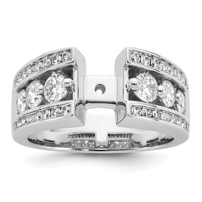 14K White Gold Peg Set 1.3 Carat Channel Diamond Semi Mount Engagement Ring
