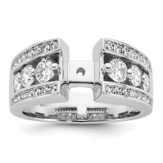 14K White Gold Peg Set 1.3 Carat Channel Diamond Semi Mount Engagement Ring