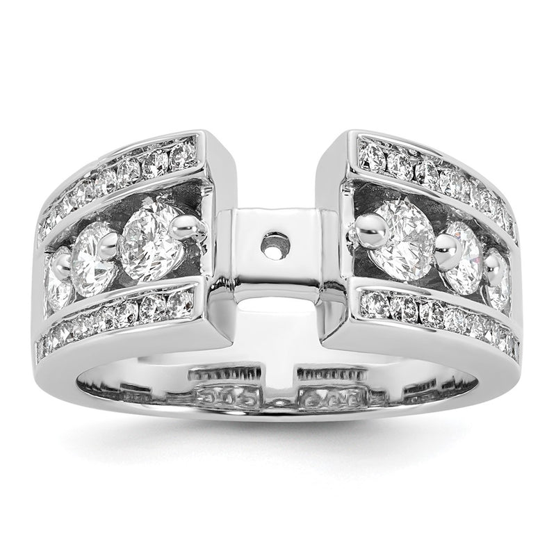14K White Gold Peg Set 1.3 Carat Channel Diamond Semi Mount Engagement Ring