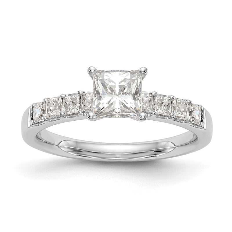 14K White Gold Simulated Diamond Engagement Ring
