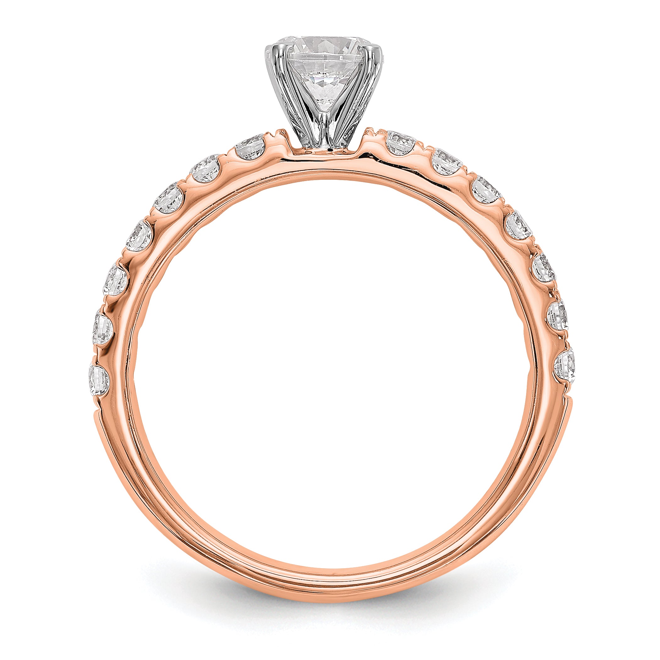 14K Rose Gold True Origin 1/2 Carat Lab Grown Diamond Vs D E F Semi Mount Peg Set Ring