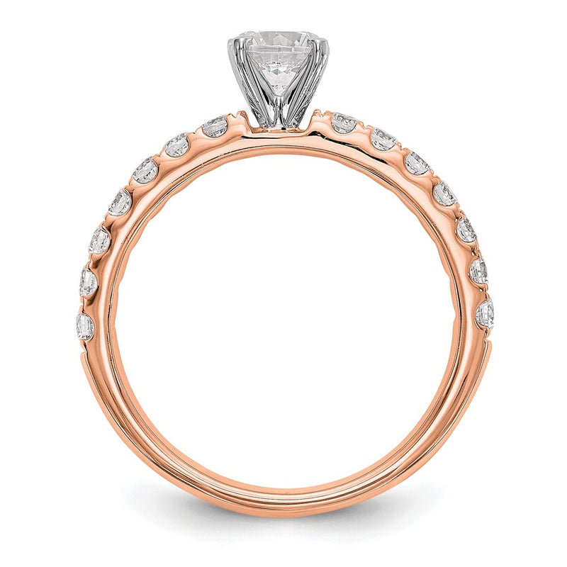 14K Rose Gold True Origin 1/2 Carat Lab Grown Diamond Vs D E F Semi Mount Peg Set Ring